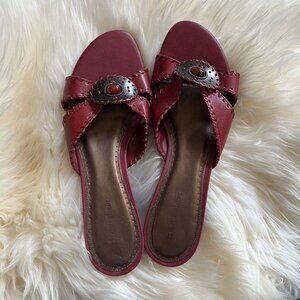 Ladies Naturalizer Dumas Red Leather Sandals Shoes Size 10M New Womens Heels